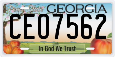 GA license plate CEO7562