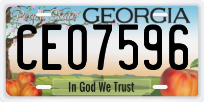 GA license plate CEO7596
