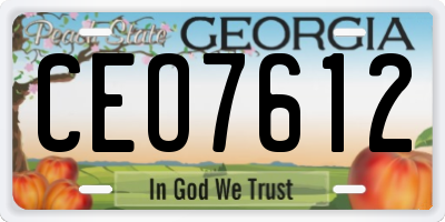 GA license plate CEO7612