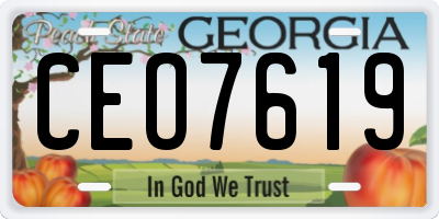 GA license plate CEO7619