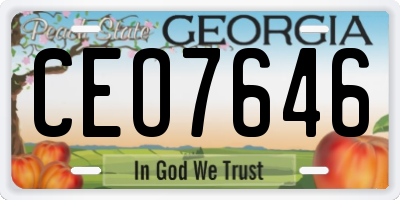 GA license plate CEO7646