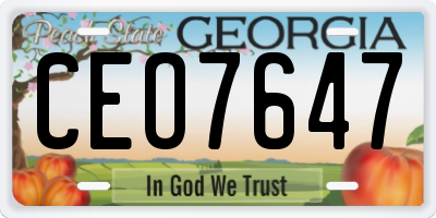 GA license plate CEO7647