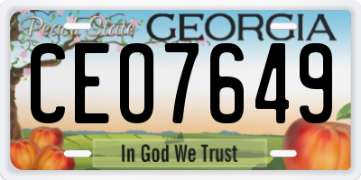 GA license plate CEO7649