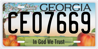 GA license plate CEO7669