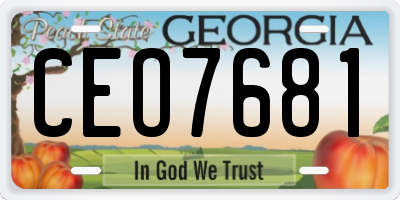 GA license plate CEO7681