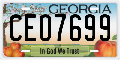 GA license plate CEO7699