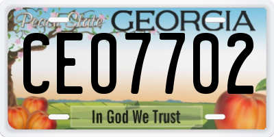 GA license plate CEO7702