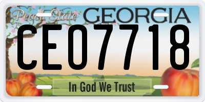 GA license plate CEO7718