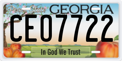 GA license plate CEO7722
