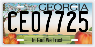 GA license plate CEO7725