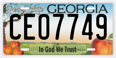 GA license plate CEO7749