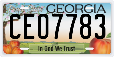 GA license plate CEO7783