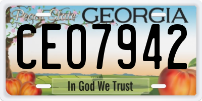 GA license plate CEO7942
