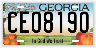 GA license plate CEO8190