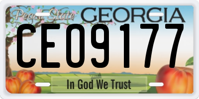 GA license plate CEO9177