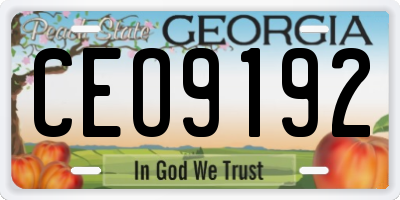 GA license plate CEO9192