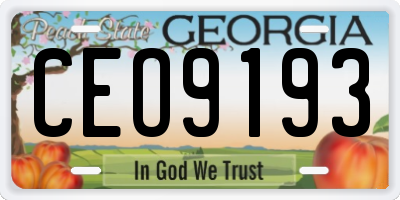 GA license plate CEO9193