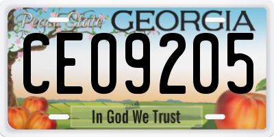 GA license plate CEO9205