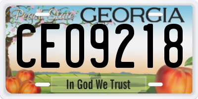 GA license plate CEO9218
