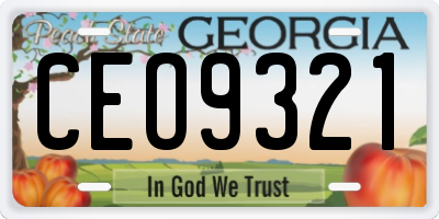 GA license plate CEO9321