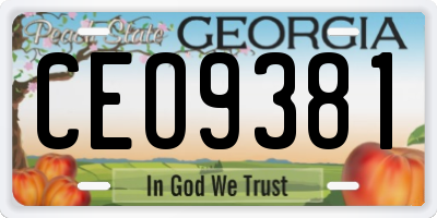 GA license plate CEO9381