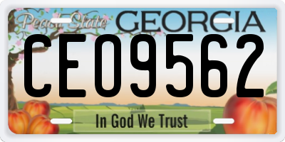 GA license plate CEO9562