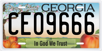 GA license plate CEO9666