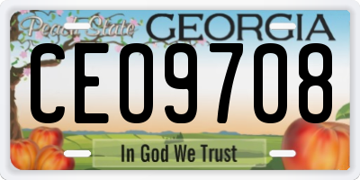 GA license plate CEO9708