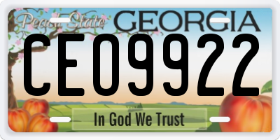 GA license plate CEO9922