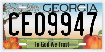 GA license plate CEO9947