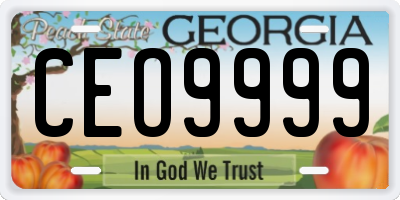 GA license plate CEO9999