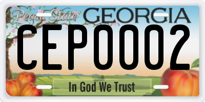 GA license plate CEP0002