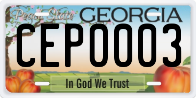GA license plate CEP0003