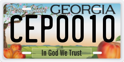 GA license plate CEP0010