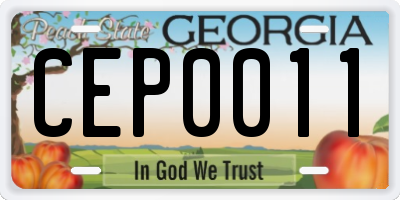 GA license plate CEP0011