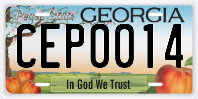 GA license plate CEP0014