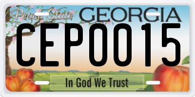 GA license plate CEP0015