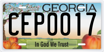 GA license plate CEP0017
