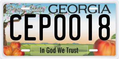 GA license plate CEP0018
