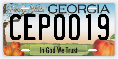 GA license plate CEP0019