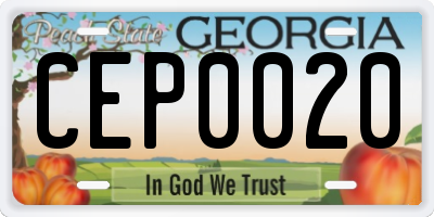 GA license plate CEP0020