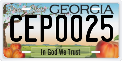 GA license plate CEP0025