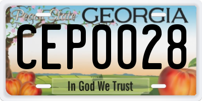 GA license plate CEP0028