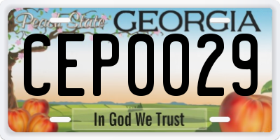 GA license plate CEP0029