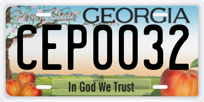 GA license plate CEP0032