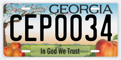GA license plate CEP0034