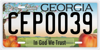 GA license plate CEP0039