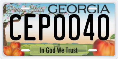 GA license plate CEP0040