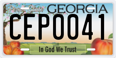 GA license plate CEP0041