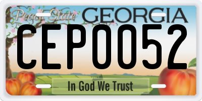GA license plate CEP0052